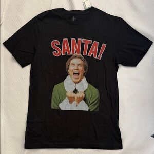 Elf “Santa” black t shirt new with tag. Size S